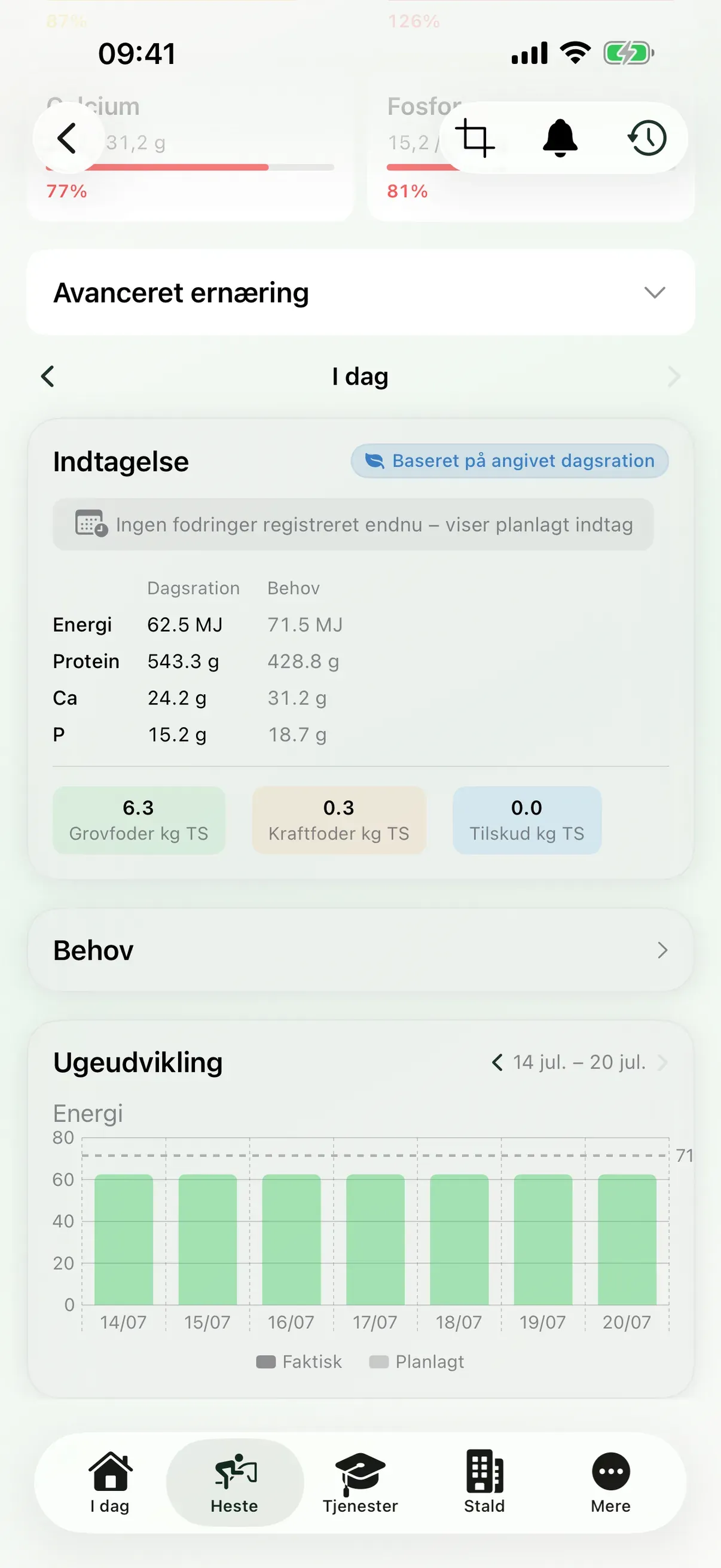 Hesteprofil og fodring i EquiDuty-appen