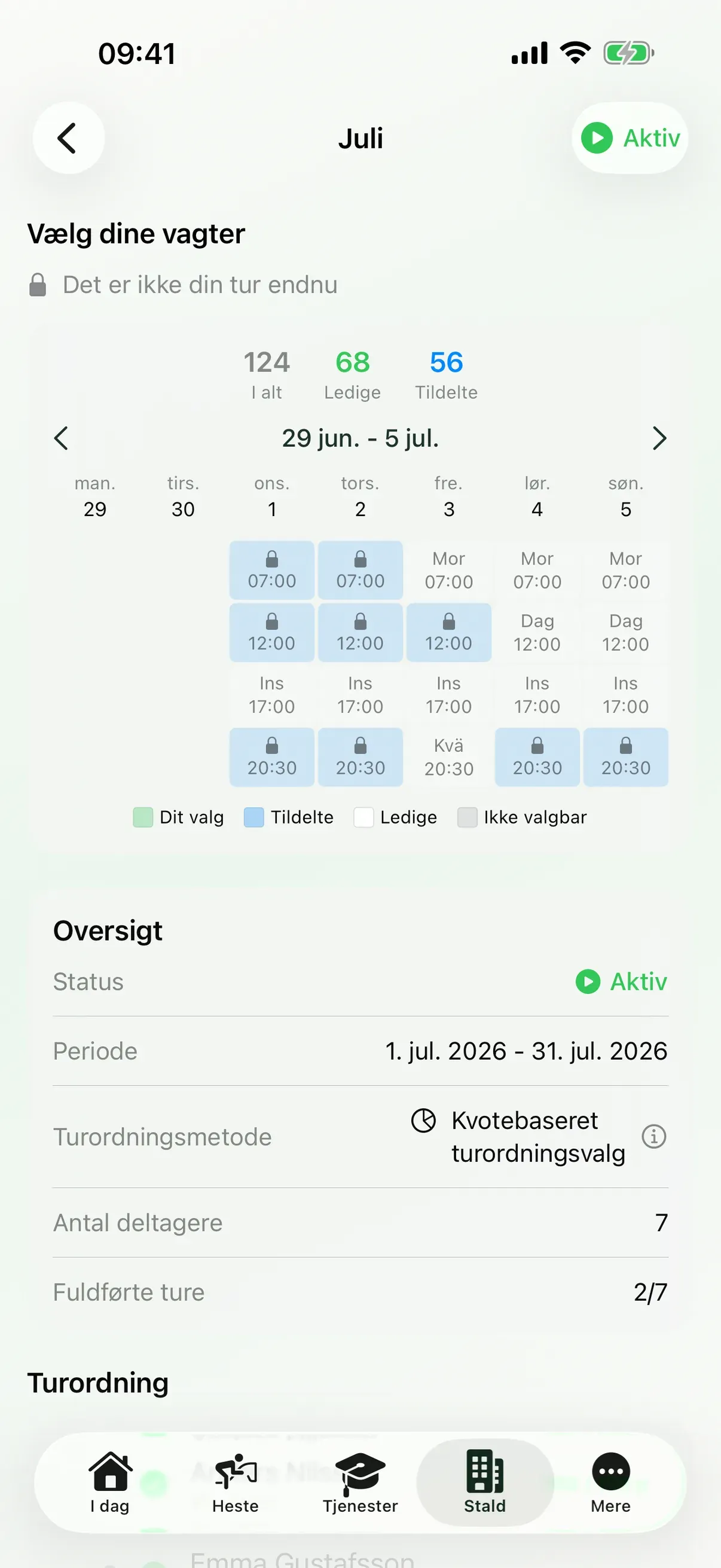 Bemandingsplan i EquiDuty