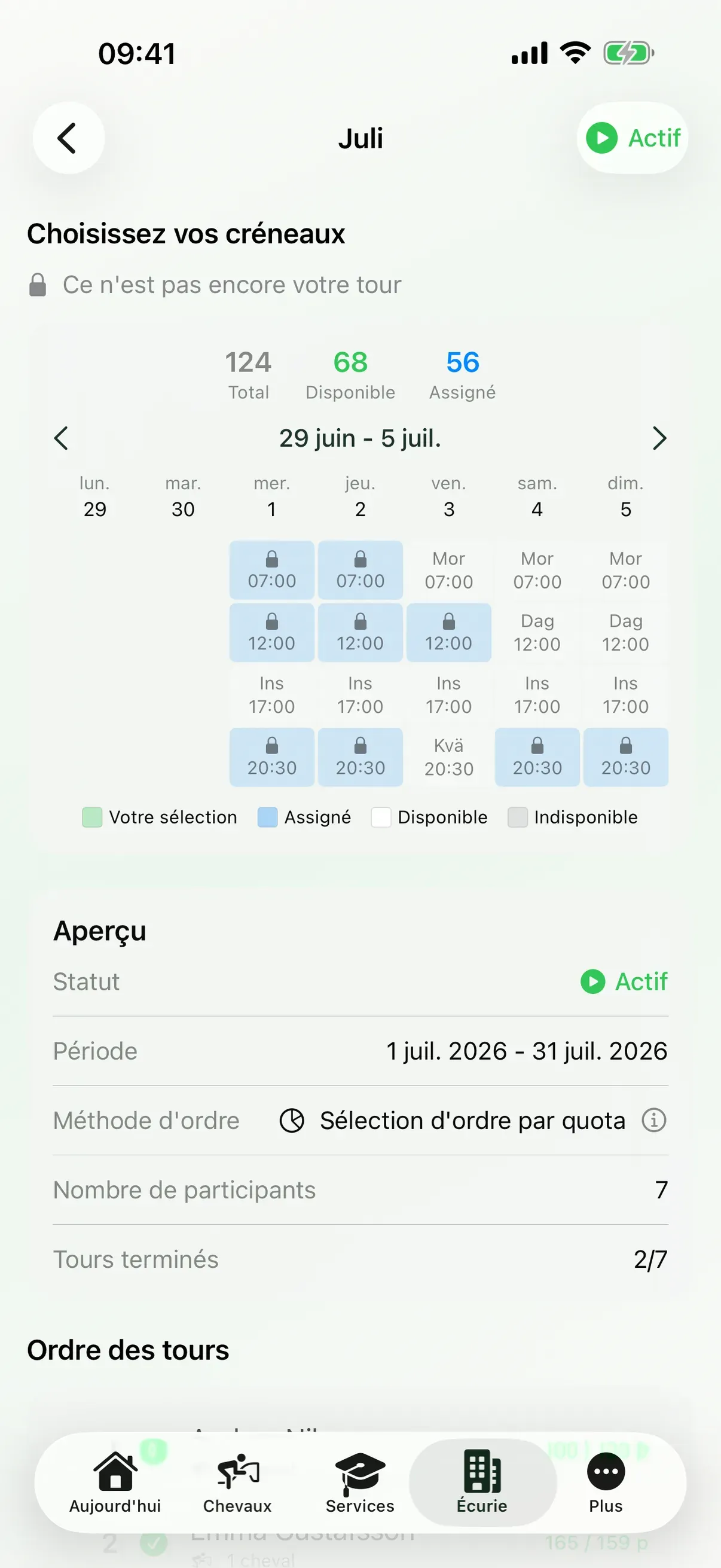 Planning du personnel dans EquiDuty