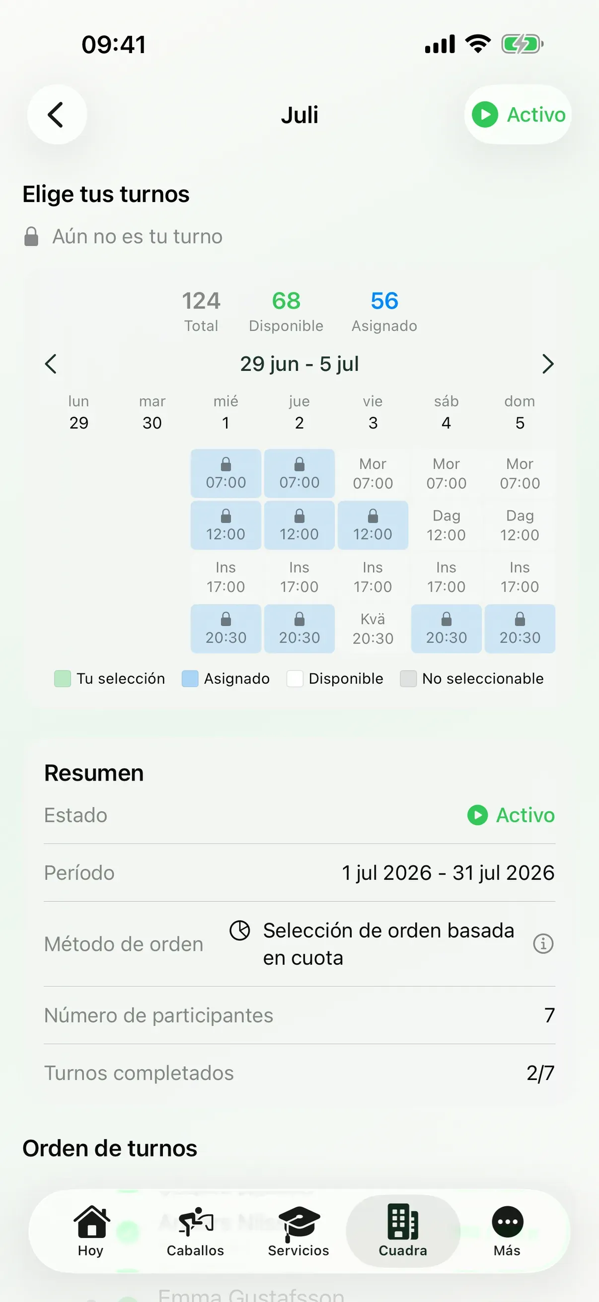 Planificación de personal en EquiDuty