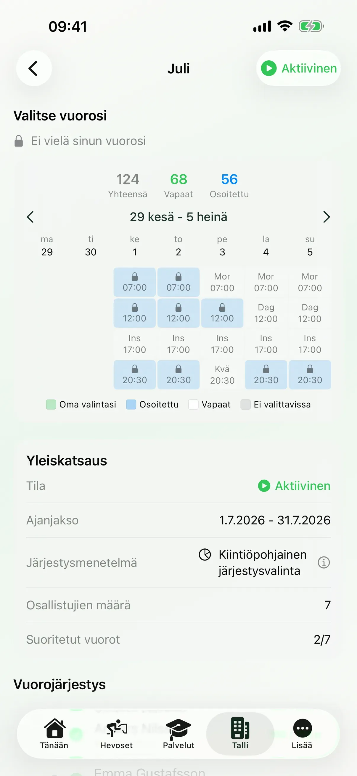 Henkilöstön työvuorosuunnittelu EquiDutyssä