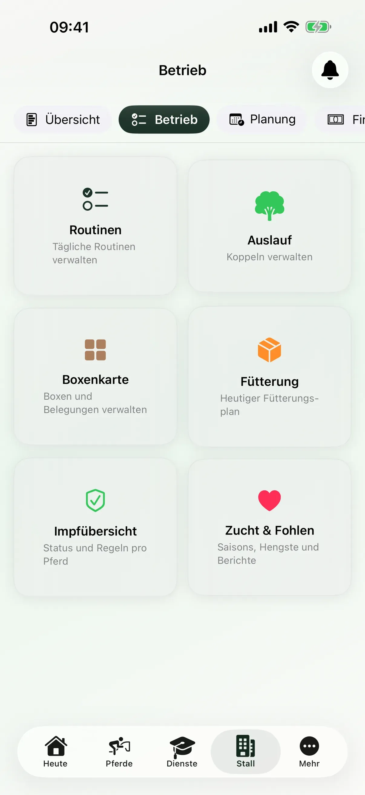 Finanzübersicht in EquiDuty