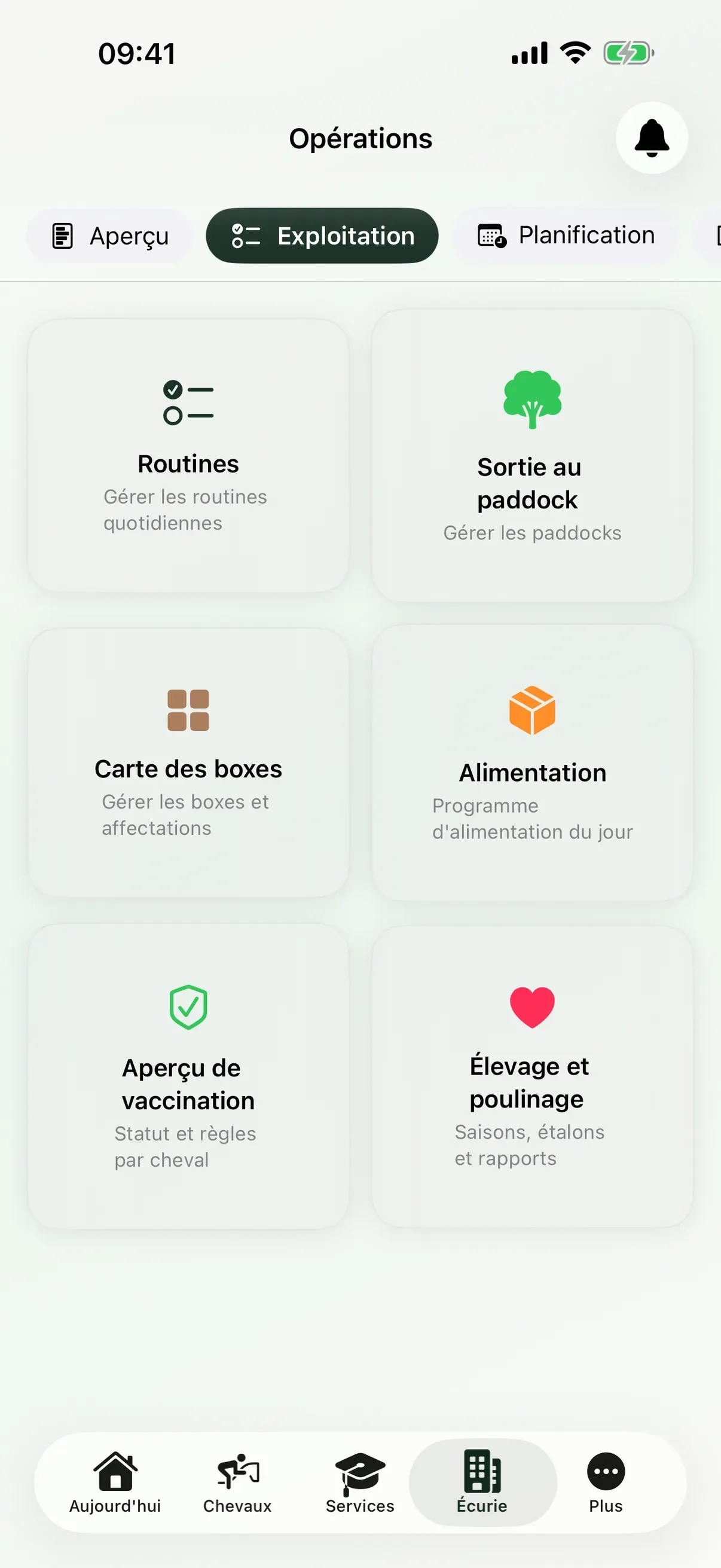 Vue financière dans EquiDuty