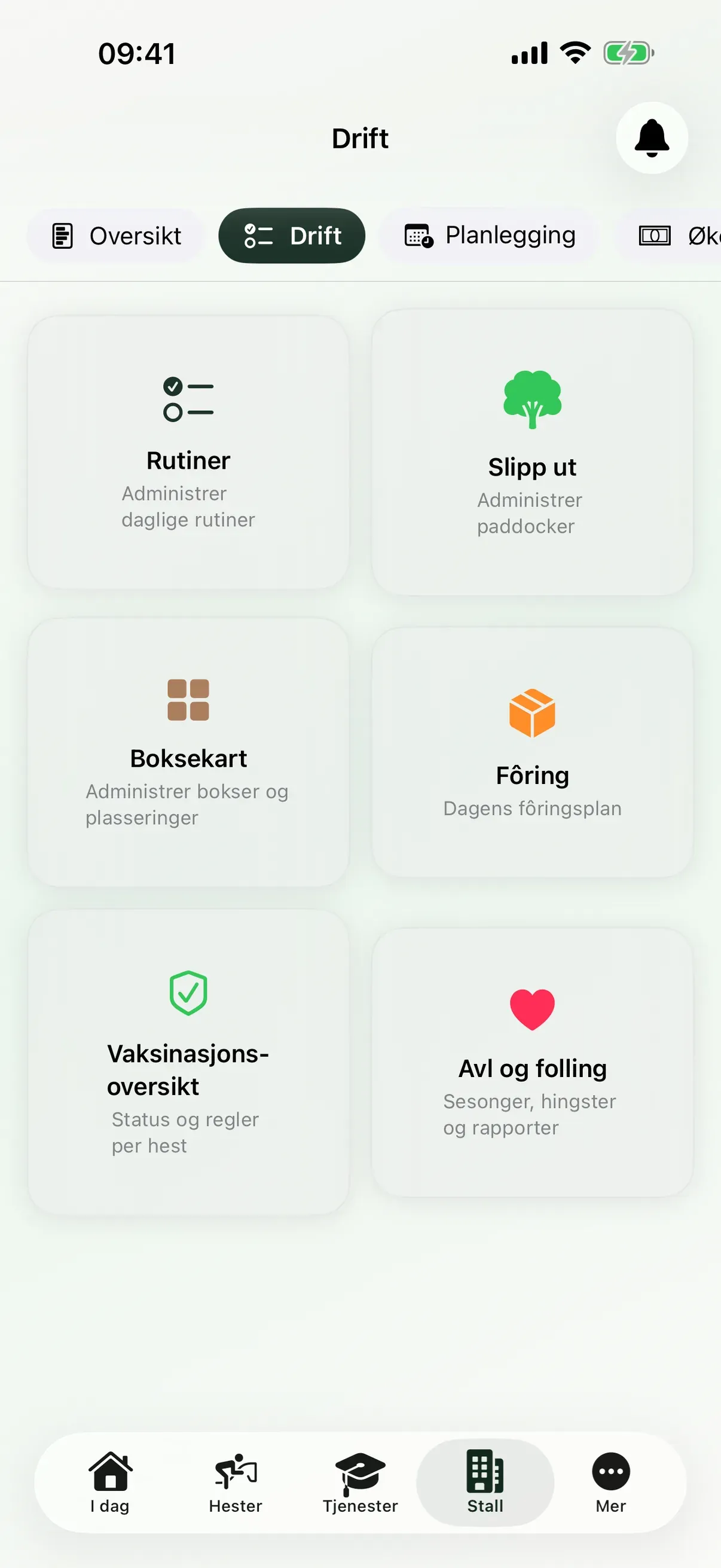 Økonomioversikt i EquiDuty