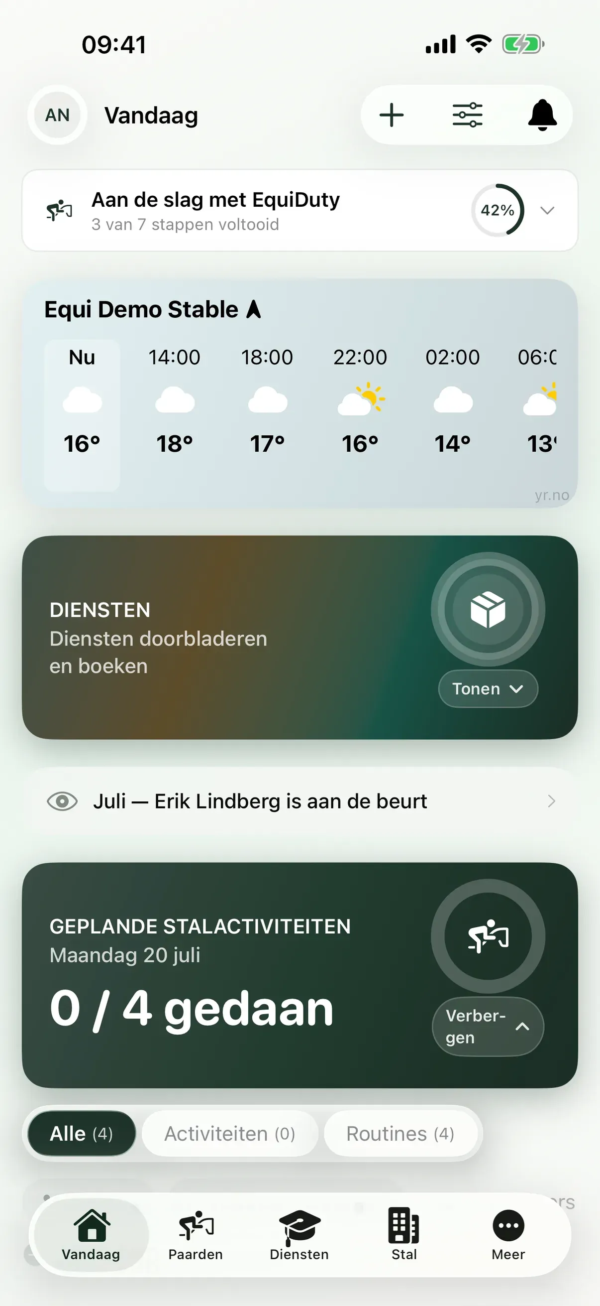 Routines van vandaag in de EquiDuty-app