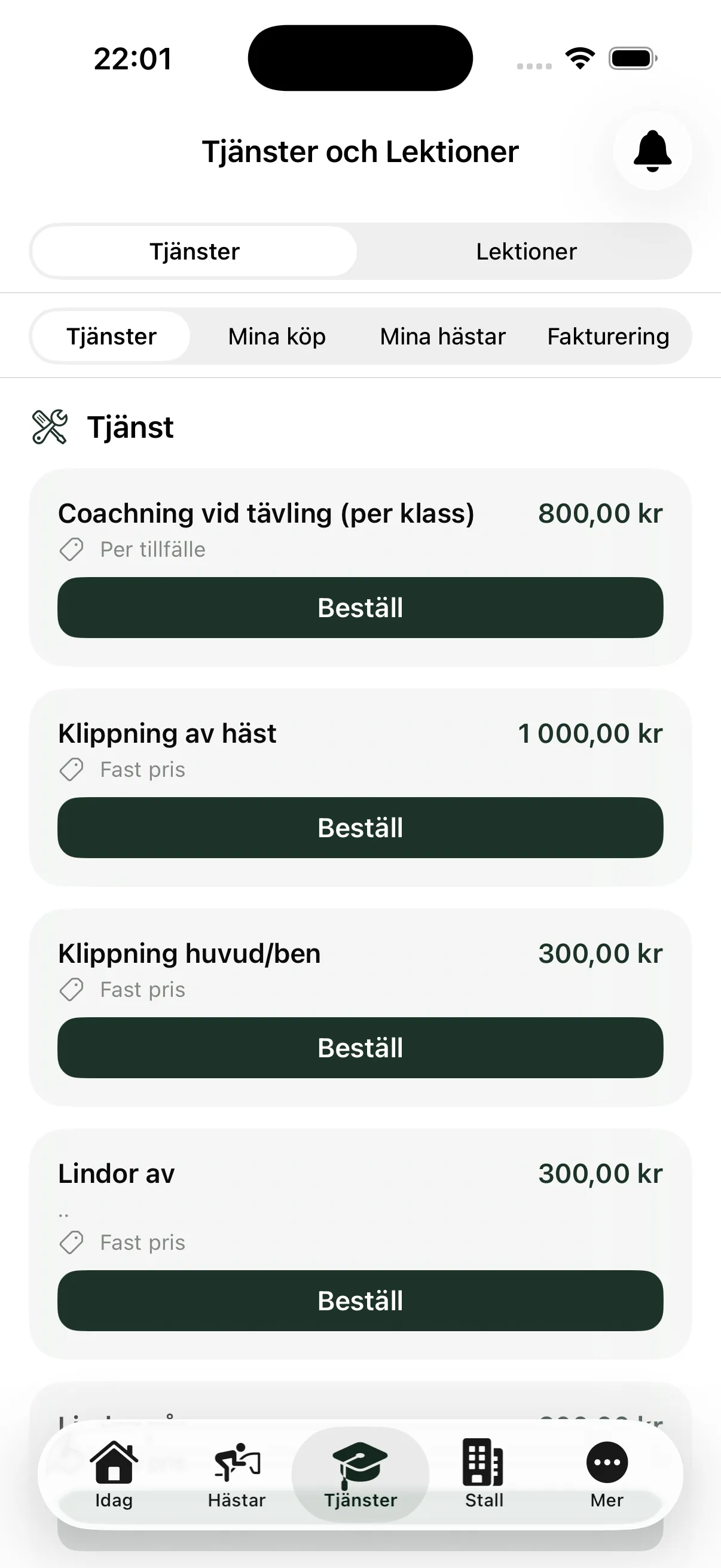 Lektioner, kurser och tjänster i EquiDuty